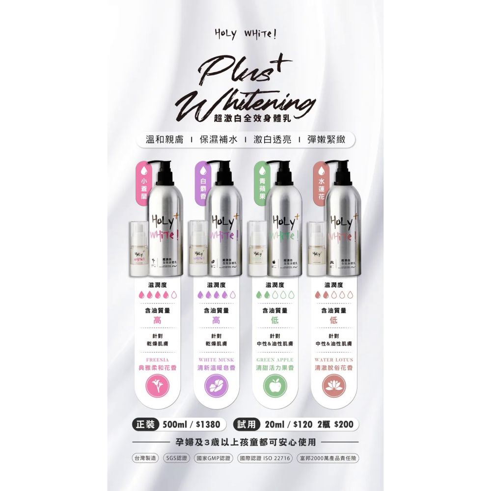 HoLy WHiTe 超激白全效身體乳plus+【青蘋果】-細節圖2