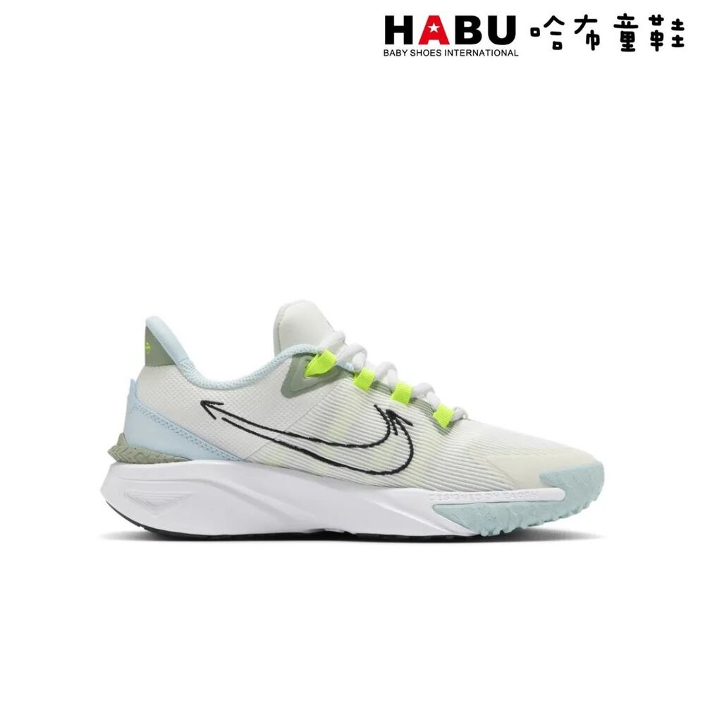 【魔法童鞋】NIKE 耐吉 STAR RUNNER 4 NN (GS) 大童鞋 休閒鞋 跑步鞋 米白 藍 HQ3469--細節圖3