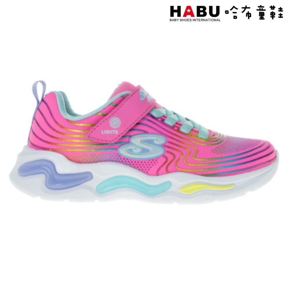 【魔法童鞋】SKECHERS 童鞋 S Lights-Wavy Beams 女童系列 燈鞋 休閒鞋 粉 302338LP-細節圖4