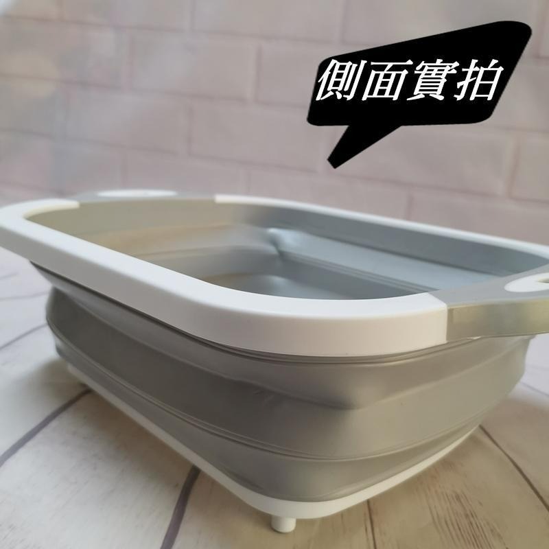【LiCH】A038 二合一 多功能砧板洗菜籃 洗菜+切菜 折疊洗菜籃 折疊水槽 洗菜盆 摺疊瀝水籃 切菜板 車床 露營-細節圖2