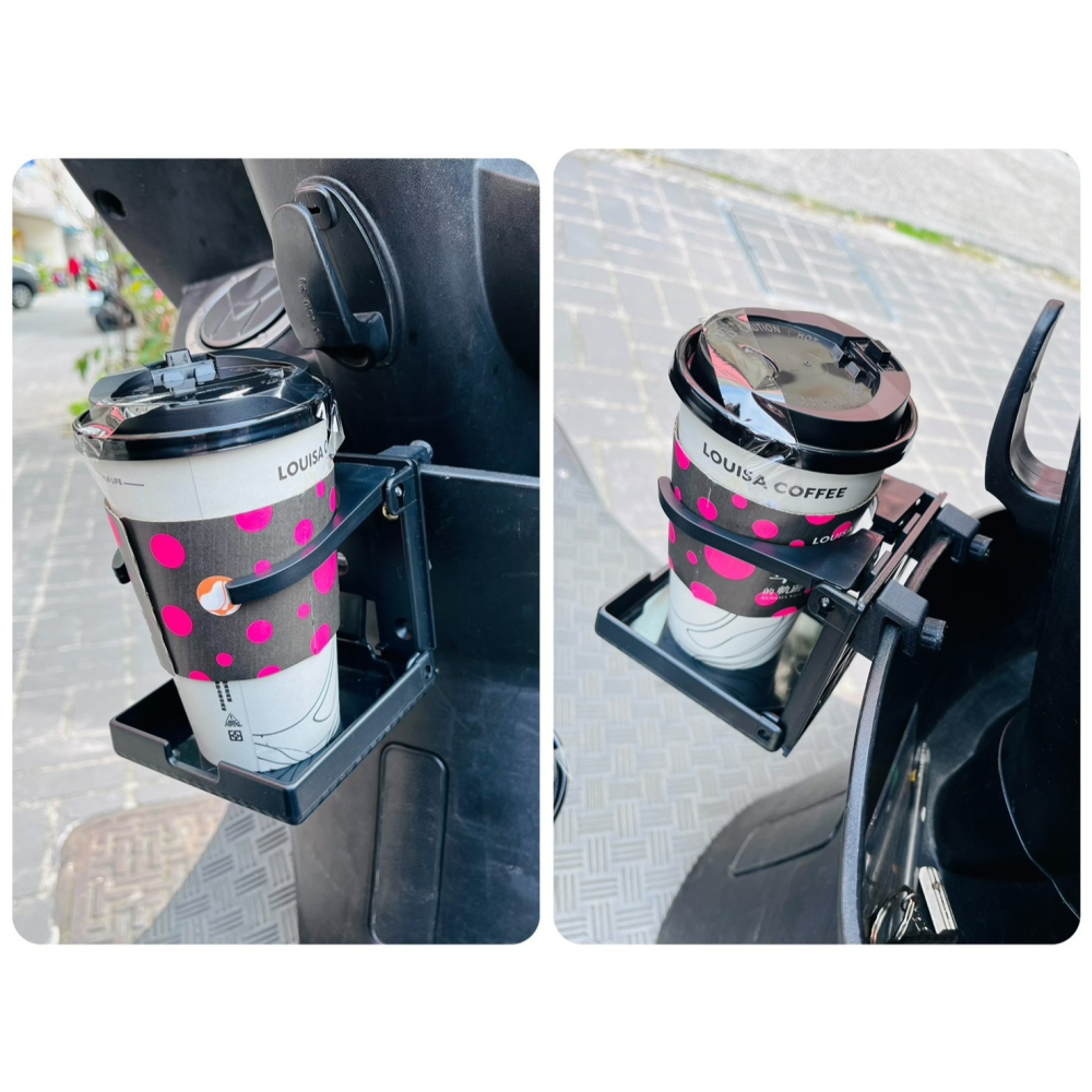 【LiCH】A198 摩托車折疊置杯架 折疊收納 開口可縮放大小 手轉螺絲固定 簡約設計 機車杯架 保溫杯架 飲料杯架-細節圖5