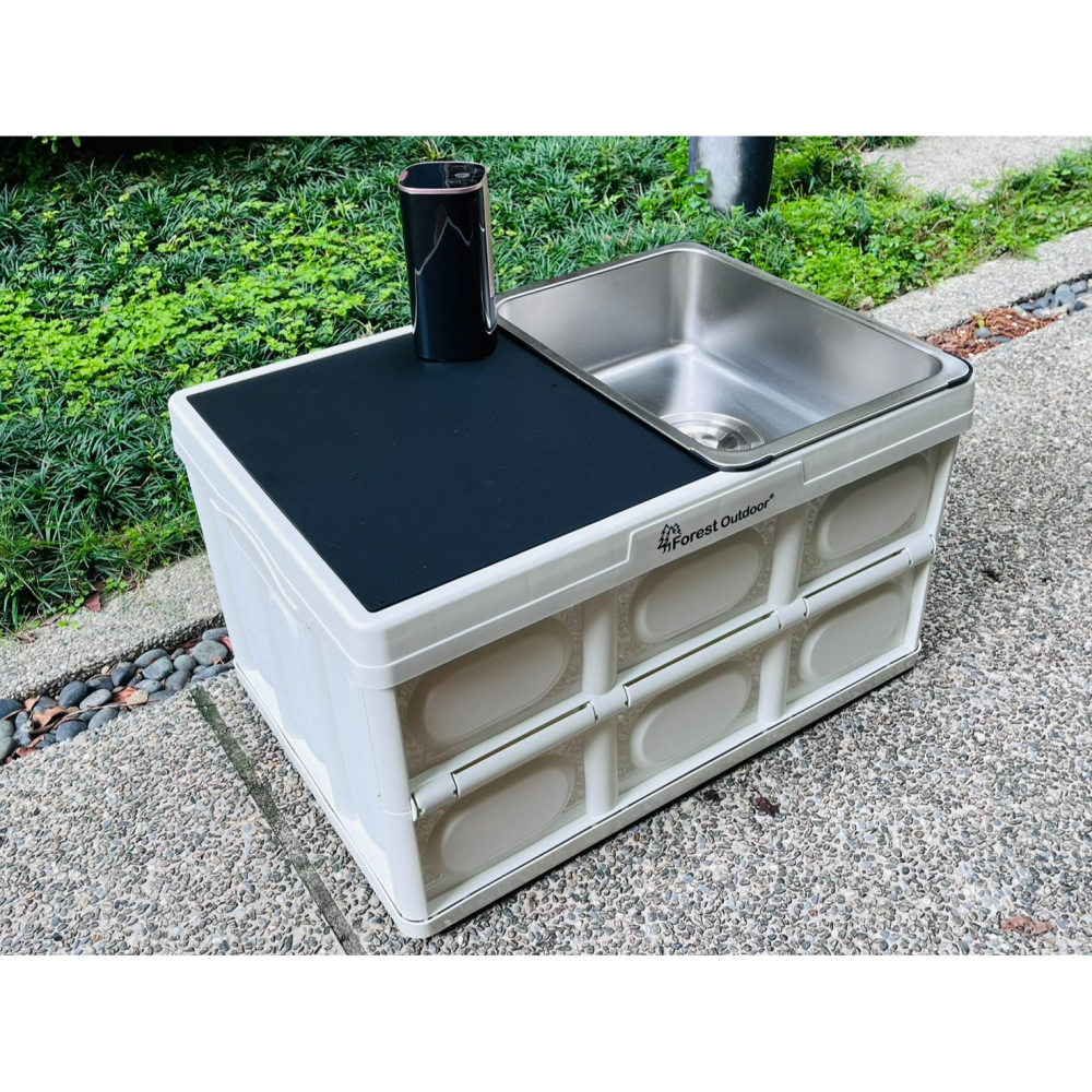 【LiCH】A183 車泊多功能行動洗手台 行動水槽 不銹鋼流理台 料理台 飲水器 泡茶桌 電動折疊水龍頭 折疊整理箱-細節圖2