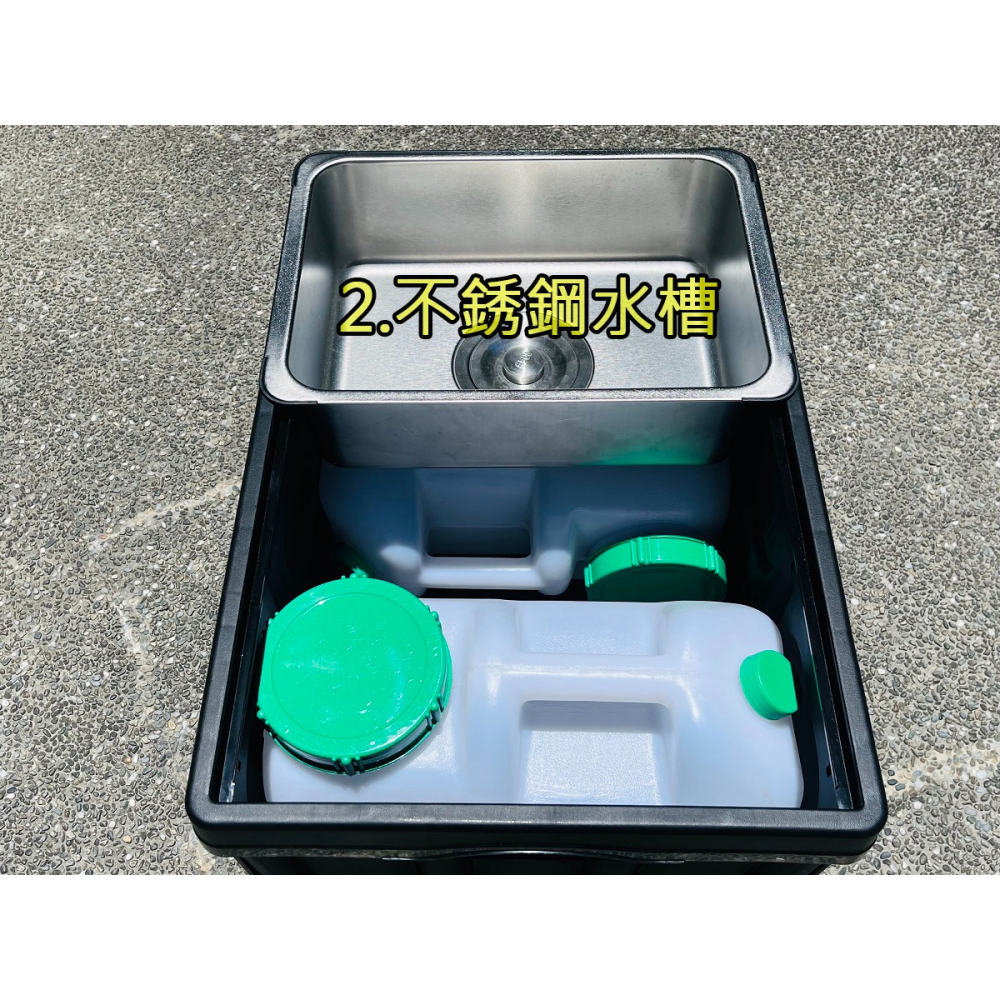 【LiCH】A183 車泊多功能行動洗手台 行動水槽 不銹鋼流理台 料理台 飲水器 泡茶桌 電動折疊水龍頭 折疊整理箱-細節圖7