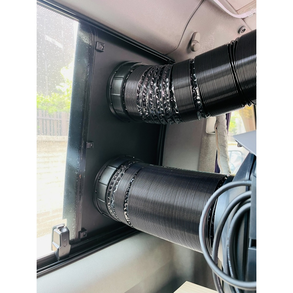 【LiCH】A189 福斯T4中窗 客製窗板+防雨百葉窗+三排風裝置 搭強風款12V風扇 插一般行動電源用 車泊必備-細節圖6
