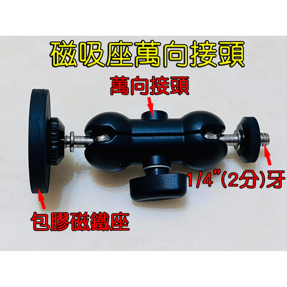 【LiCH】A196 磁吸萬向接頭座 1/4＂(2分)英制牙 車泊探照燈 包膠磁吸不傷車漆 N9 LED燈 GOPRO-細節圖4