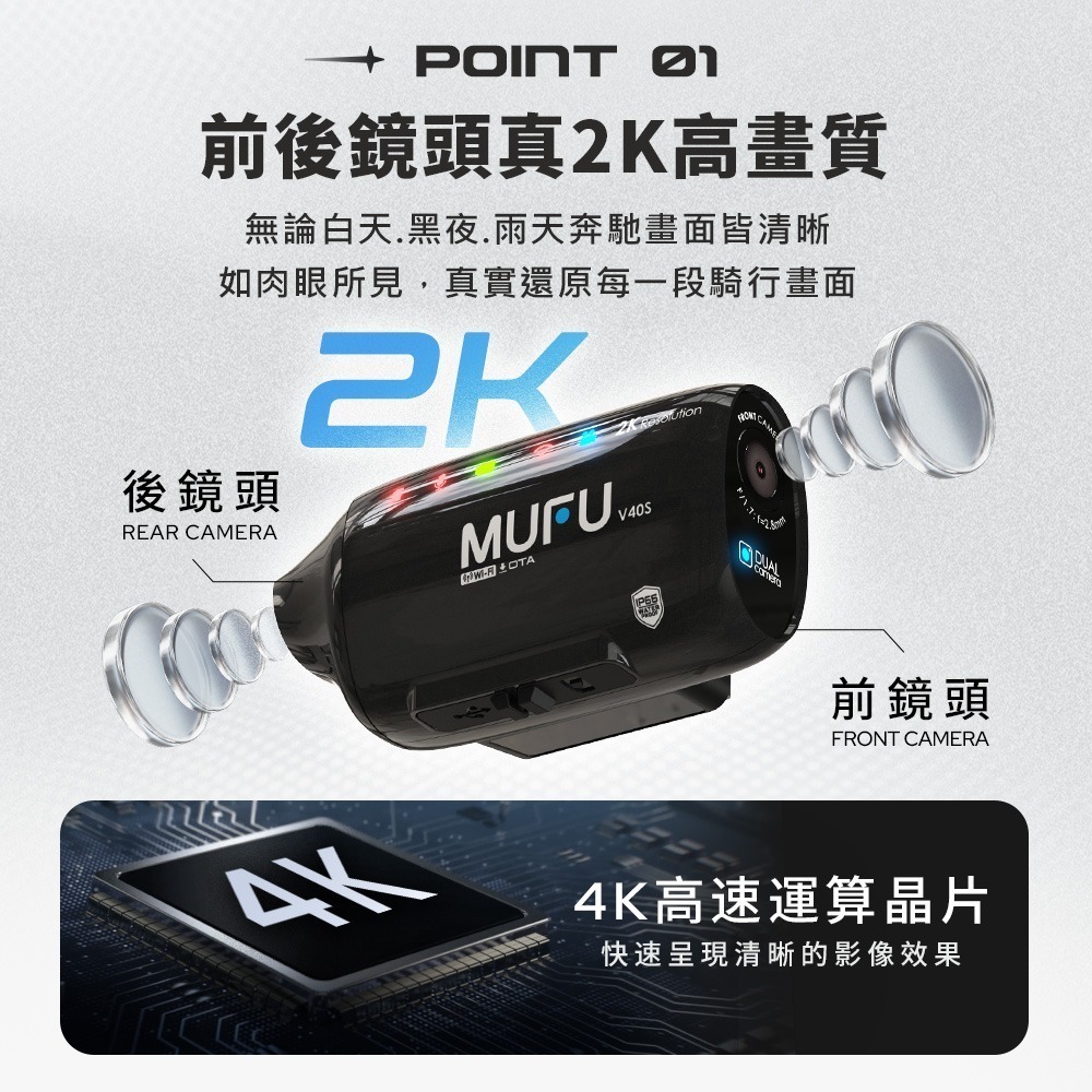 MUFU 雙鏡頭機車行車記錄器 V40S極光機(側邊款) - 兩色可選｜贈64GB記憶卡-細節圖4