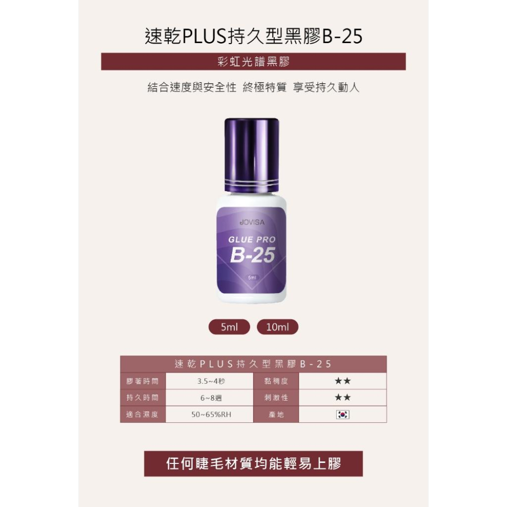 現貨免運 JOVISA超速乾PLUS持久型黑膠 超速乾持久型黑膠5ml 接睫毛黑膠 A-22/A-33/B-14/B-2-細節圖5