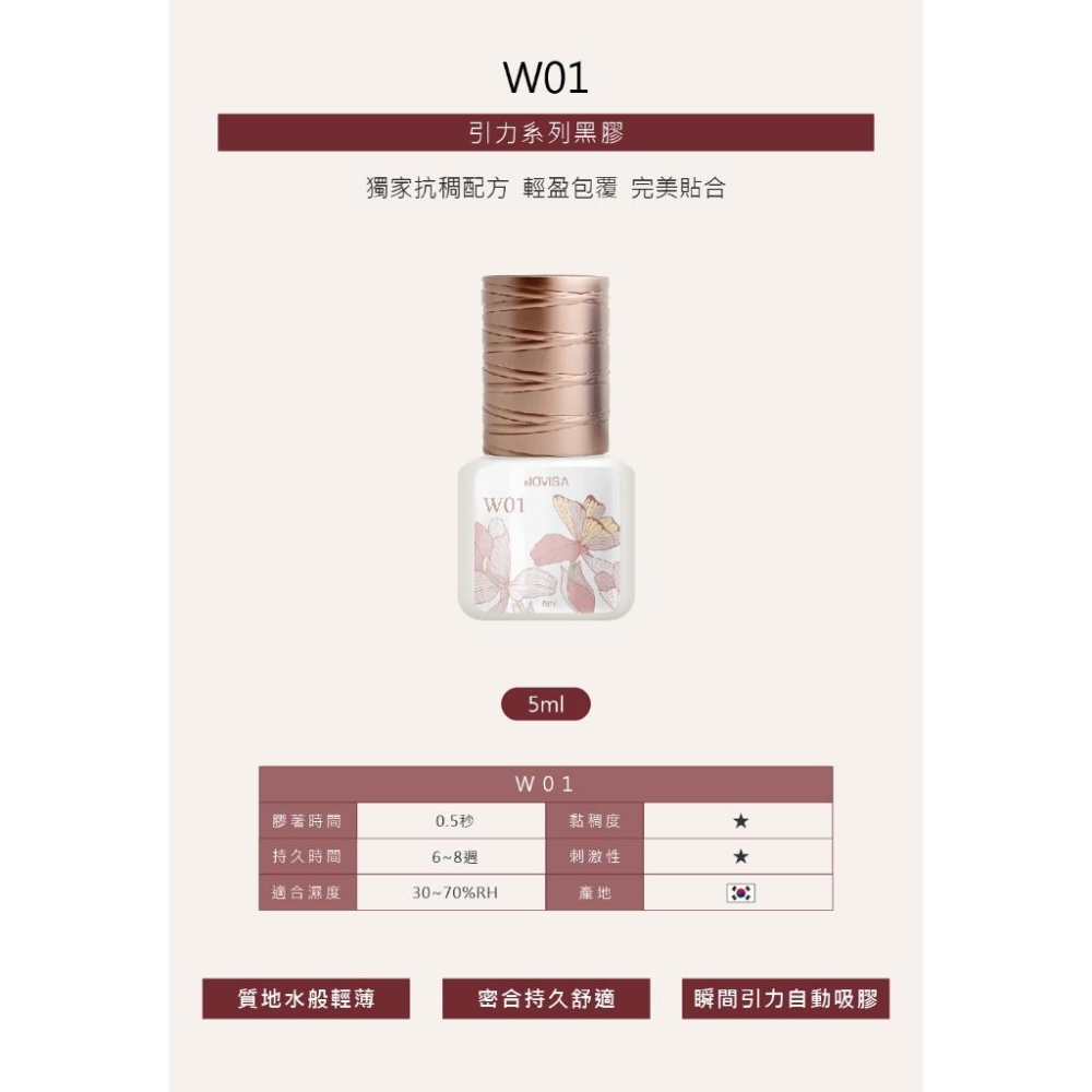 現貨免運 JOVISA引力系列黑膠-(5ml) W01/W02/W03 美睫黑膠 美睫材料 嫁接黑膠 睫毛黑膠 美睫膠-細節圖2