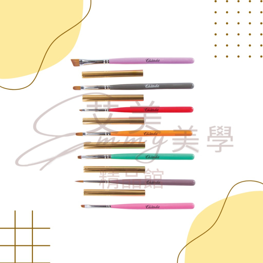 夏特蕾 專業凝膠筆刷系列共7款 建構筆 色膠筆斜口凝膠彩繪筆 平筆 漸層用寬版筆 小斜口凝膠彩繪筆 花卉彩繪筆 拓印筆-細節圖2