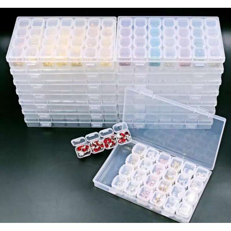 美甲收納盒 飾品收納 整理 小配件 分類盒 28/56格 獨立小格 美甲飾品 鑽飾 收納空盒 素材收納盒 美甲收納盒-細節圖2