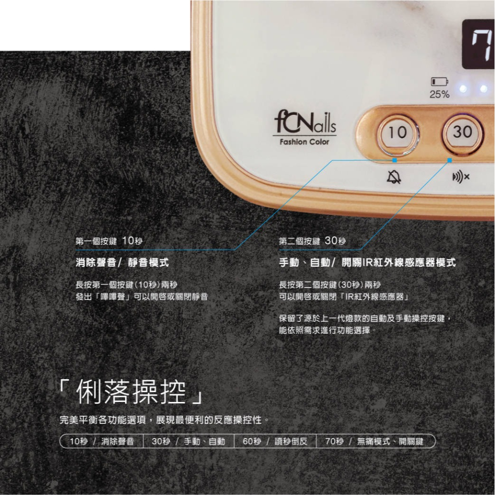 FCN LED Light Perfect 概念燈 無線光療燈 凝膠 概念燈36W無線充電式混波美甲燈 (蓄電型-細節圖5