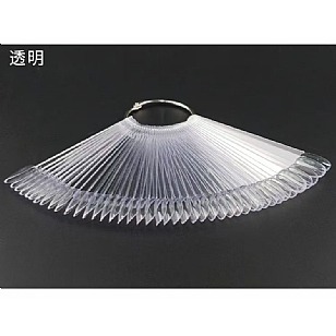 美甲色卡 扇形圆頭色卡 美甲色卡楕圓形色卡/圓頭甲片扇形/帶環色卡-透明/自然色(2色) 50pcs-細節圖2