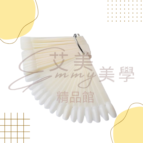 美甲色卡 扇形圆頭色卡 美甲色卡楕圓形色卡/圓頭甲片扇形/帶環色卡-透明/自然色(2色) 50pcs-規格圖3