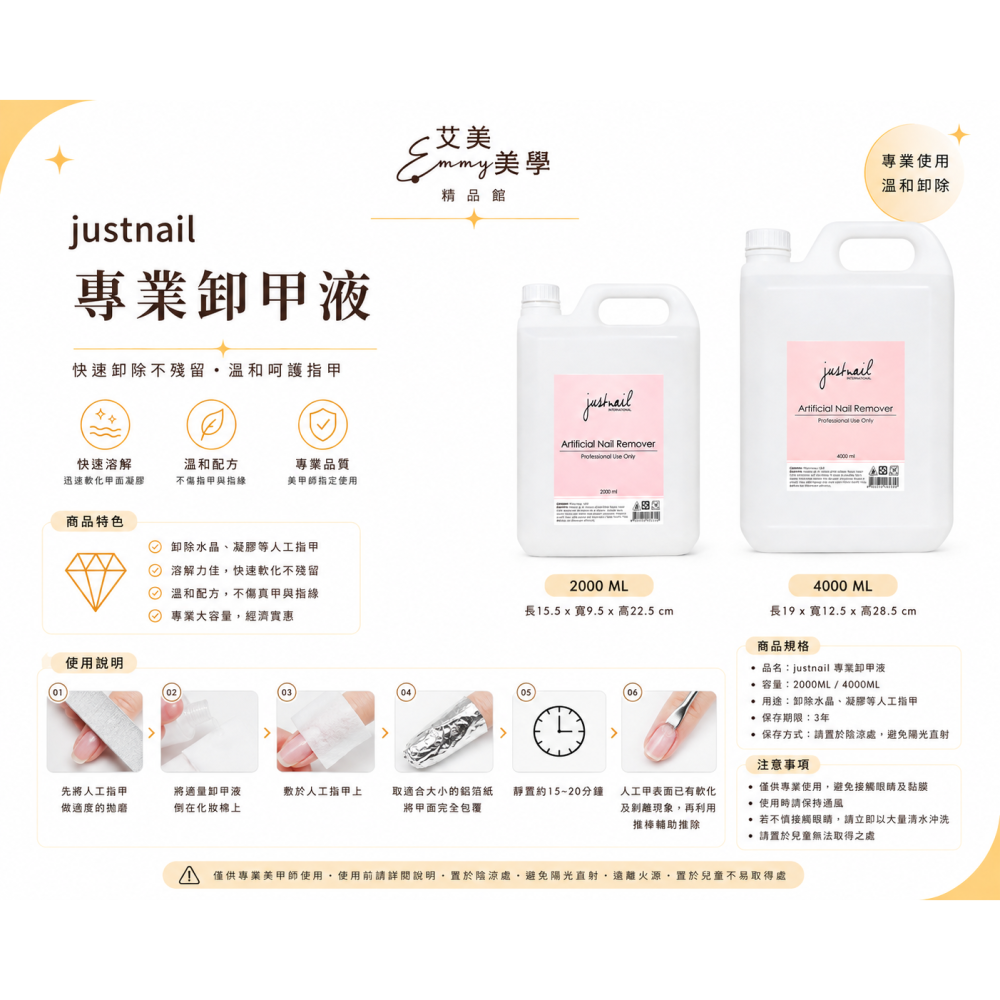 現貨  justnail專業卸甲液/卸甲水 2000ml//1加侖-細節圖2