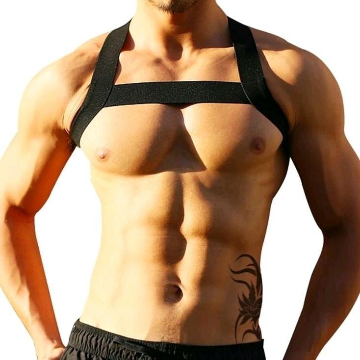 【🏳️‍🌈】新款時尚男士胸帶/凸顯胸肌健身肩帶/同志遊行/亞洲泰國台灣韓國日本各大同志party秀出自信的你-細節圖3