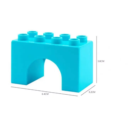 大顆粒積木 樂高得寶相容大顆粒 美高積木 德寶兼容 douplo相容 8孔白色印花圓形拱橋 創翼樂積 twlogic-規格圖1