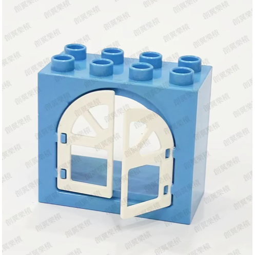 大顆粒積木 樂高得寶相容大顆粒 美高積木 德寶兼容 douplo相容 4孔 6孔 薄窗 落地窗 透明窗 窗戶 創翼樂積-規格圖1