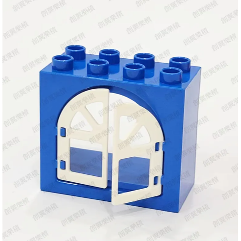 大顆粒積木 樂高得寶相容大顆粒 美高積木 德寶兼容 douplo相容 4孔 6孔 薄窗 落地窗 透明窗 窗戶 創翼樂積-規格圖1