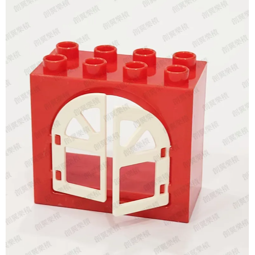 8孔弧形雙開窗紅