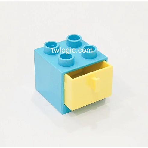 天藍色櫃黃抽屜(可打開)