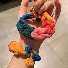 編織蝴蝶結髮圈 髮束 髮帶 蝴蝶結 髮圈 髮繩 高彈力髮圈 丸子頭髮圈 髮飾 韓版 加粗編織髮圈  【LZM 生活嚴選】-細節圖5