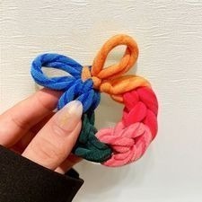 編織蝴蝶結髮圈 髮束 髮帶 蝴蝶結 髮圈 髮繩 高彈力髮圈 丸子頭髮圈 髮飾 韓版 加粗編織髮圈  【LZM 生活嚴選】-細節圖7