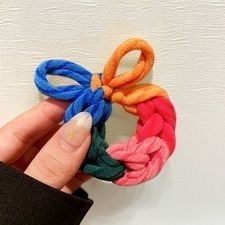 編織蝴蝶結髮圈 髮束 髮帶 蝴蝶結 髮圈 髮繩 高彈力髮圈 丸子頭髮圈 髮飾 韓版 加粗編織髮圈  【LZM 生活嚴選】-規格圖9