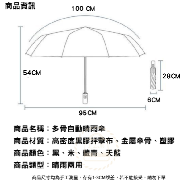 升級雙傘骨 8骨黑膠自動晴雨傘 自動傘 遮陽傘 輕量傘 摺疊傘 雨傘 陽傘 折疊傘 傘 WW003-細節圖2