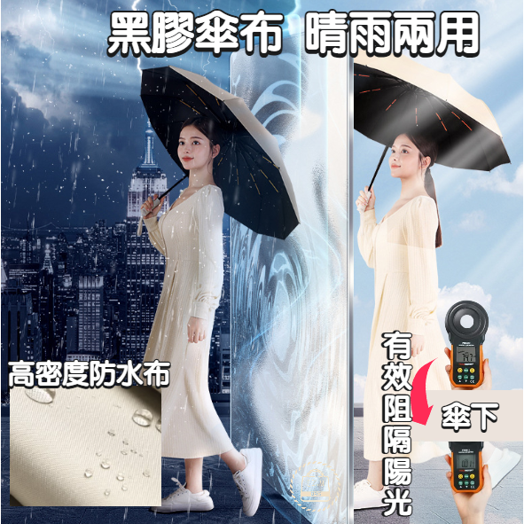 升級雙傘骨 8骨黑膠自動晴雨傘 自動傘 遮陽傘 輕量傘 摺疊傘 雨傘 陽傘 折疊傘 傘 【LZM生活嚴選】-細節圖7