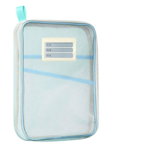 L型科目分類網紗袋 文件夾 收納文件袋 透明網紗 加厚大容量 三層雙拉鍊 學科袋 資料袋 試卷袋 WW078-規格圖9