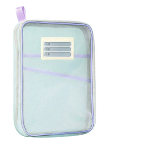 L型科目分類網紗袋 文件夾 收納文件袋 透明網紗 加厚大容量 三層雙拉鍊 學科袋 資料袋 試卷袋 WW078-規格圖9