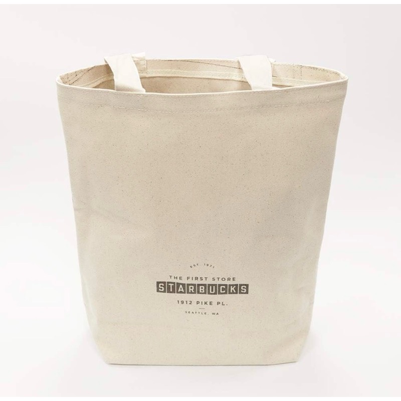 全新 Starbucks 星巴克創始店 西雅圖派克市場 限定款 防水 文青風格 托特包 帆布袋 帆布包-細節圖3