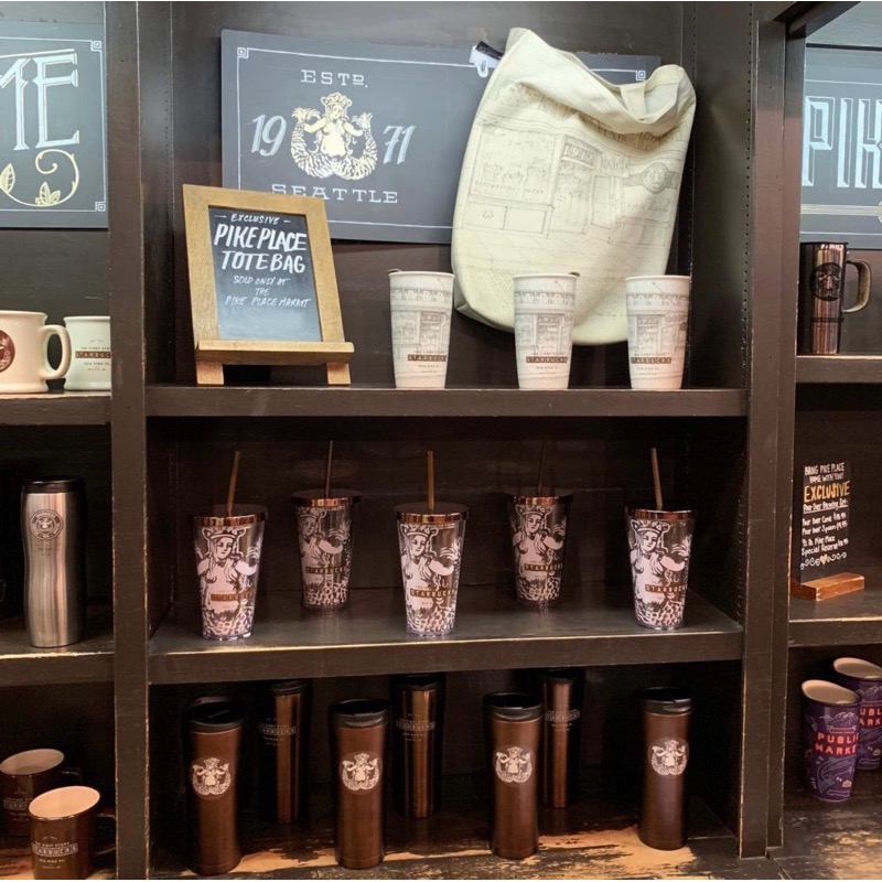 全新 Starbucks 星巴克創始店 西雅圖派克市場 限定款 防水 文青風格 托特包 帆布袋 帆布包-細節圖5