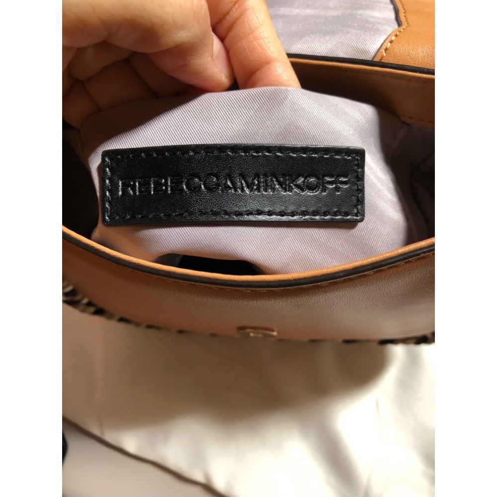 二手Rebecca Minkoff 真皮編織鏈條手提翻蓋流蘇馬鞍包 肩背包 兩用包-細節圖9