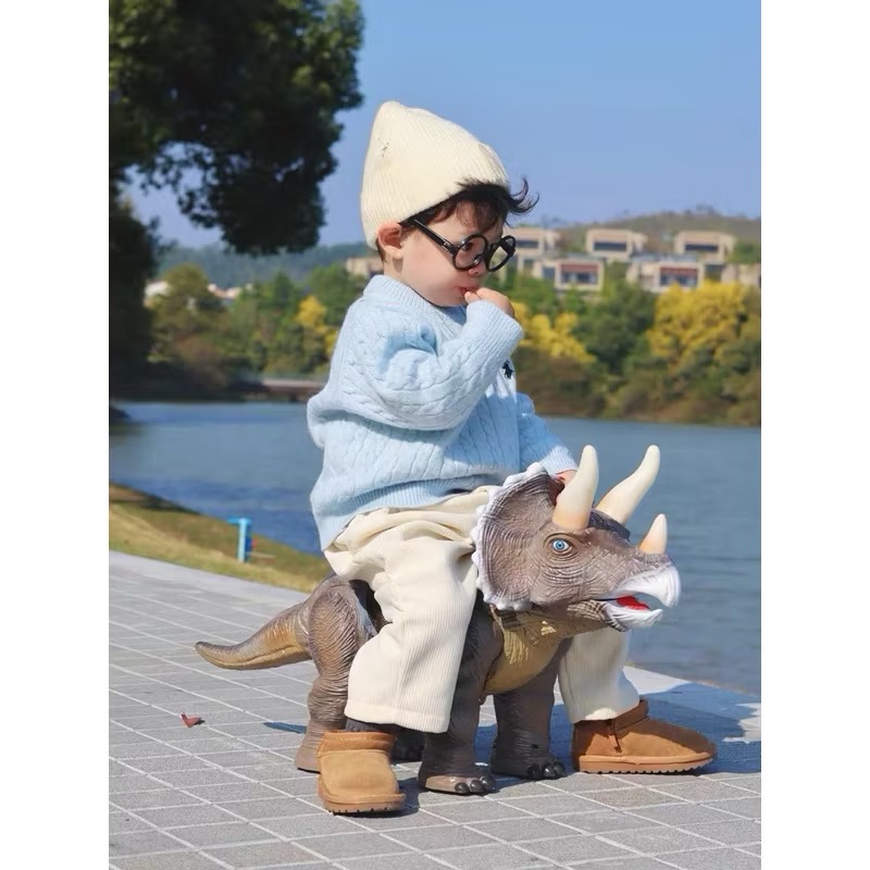 可騎乘的恐龍滑行車禮盒組 恐龍玩具 坐騎恐龍 恐龍禮盒  三角龍玩具-細節圖4