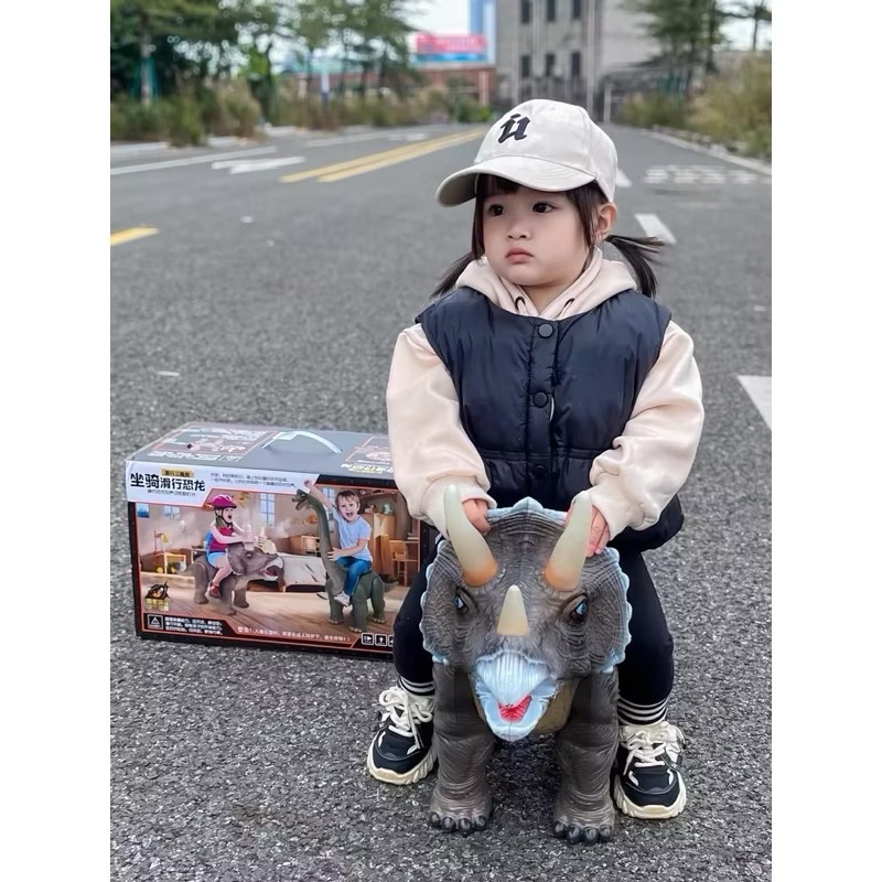 可騎乘的恐龍滑行車禮盒組 恐龍玩具 坐騎恐龍 恐龍禮盒  三角龍玩具-細節圖6