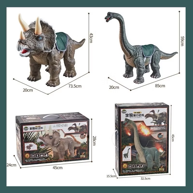 可騎乘的恐龍滑行車禮盒組 恐龍玩具 坐騎恐龍 恐龍禮盒  三角龍玩具-細節圖9