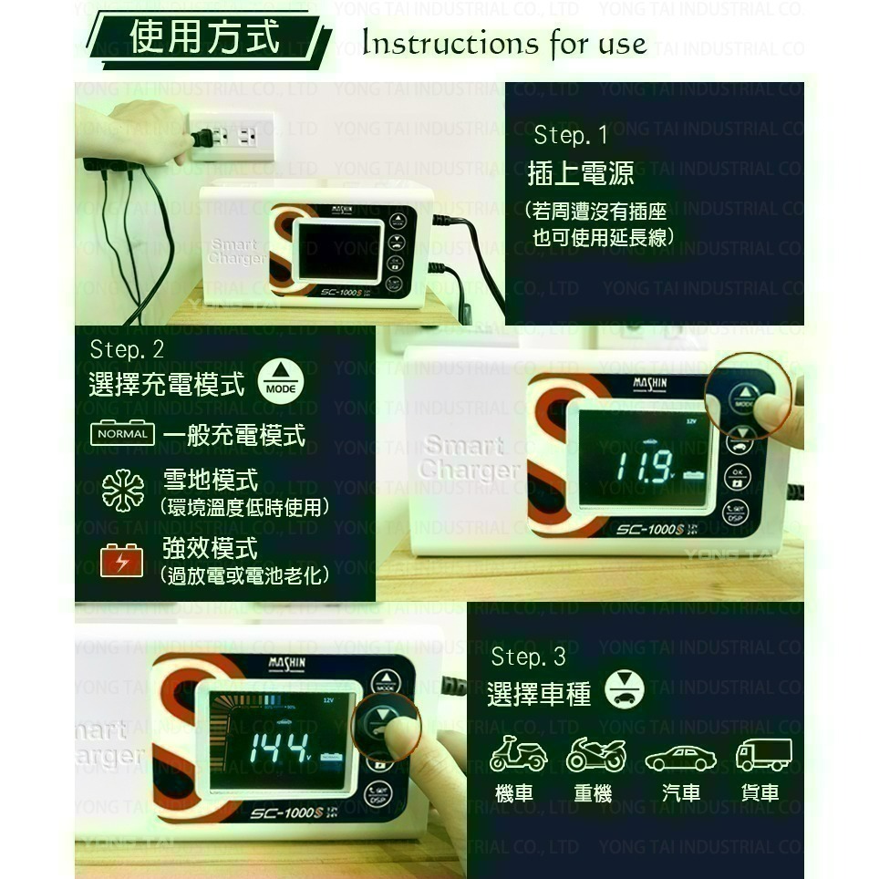 【7-11門市團購】【麻新電子】SC1000S 智慧型 12/24V 鉛酸/鋰鐵電池雙模充電器(贈臺灣製造專用收納包)-細節圖5