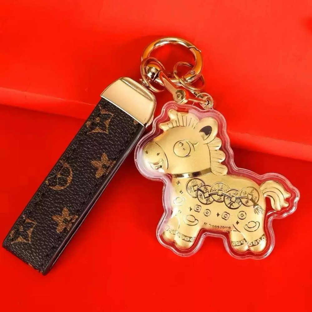 本命年馬年含金鑰匙扣馬上有錢足金999手機掛件*3入-細節圖2