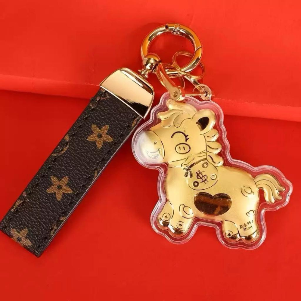 本命年馬年含金鑰匙扣馬上有錢足金999手機掛件*3入-細節圖4