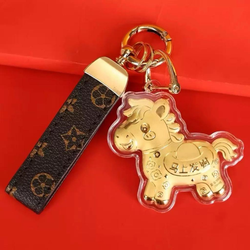 本命年馬年含金鑰匙扣馬上有錢足金999手機掛件*3入-細節圖5