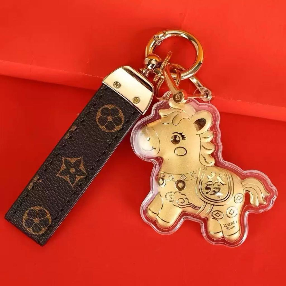 本命年馬年含金鑰匙扣馬上有錢足金999手機掛件*3入-細節圖7