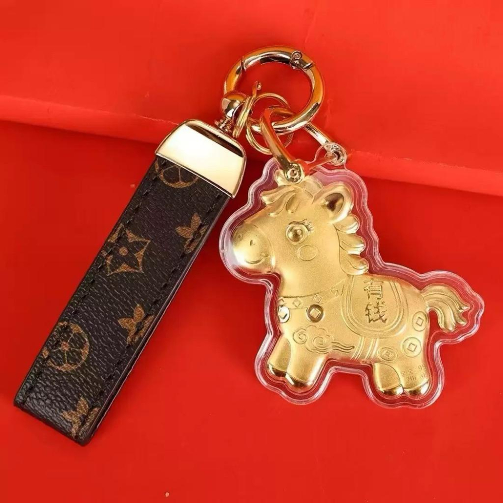 本命年馬年含金鑰匙扣馬上有錢足金999手機掛件*3入-細節圖8