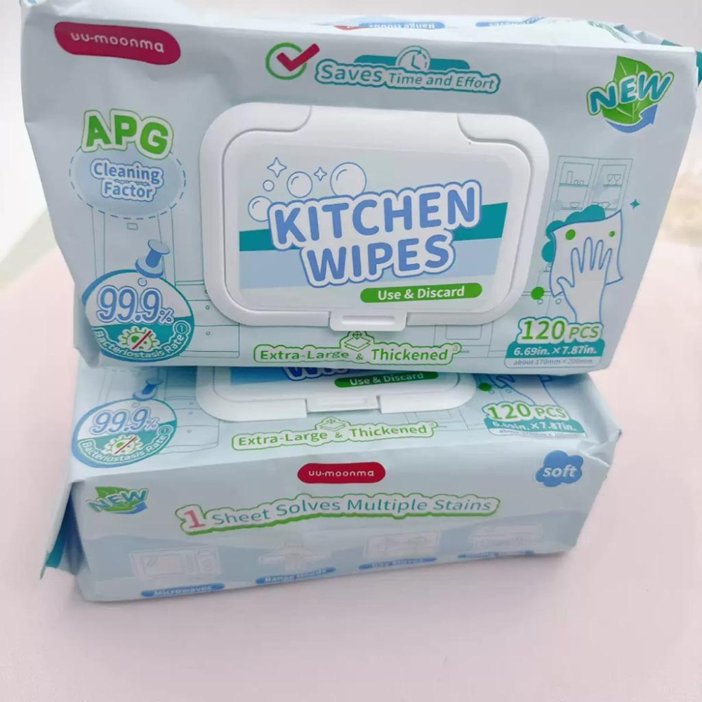 UYIKU廚房去油污家用清潔濕巾一次性抹布（120片/包）*5包-細節圖3