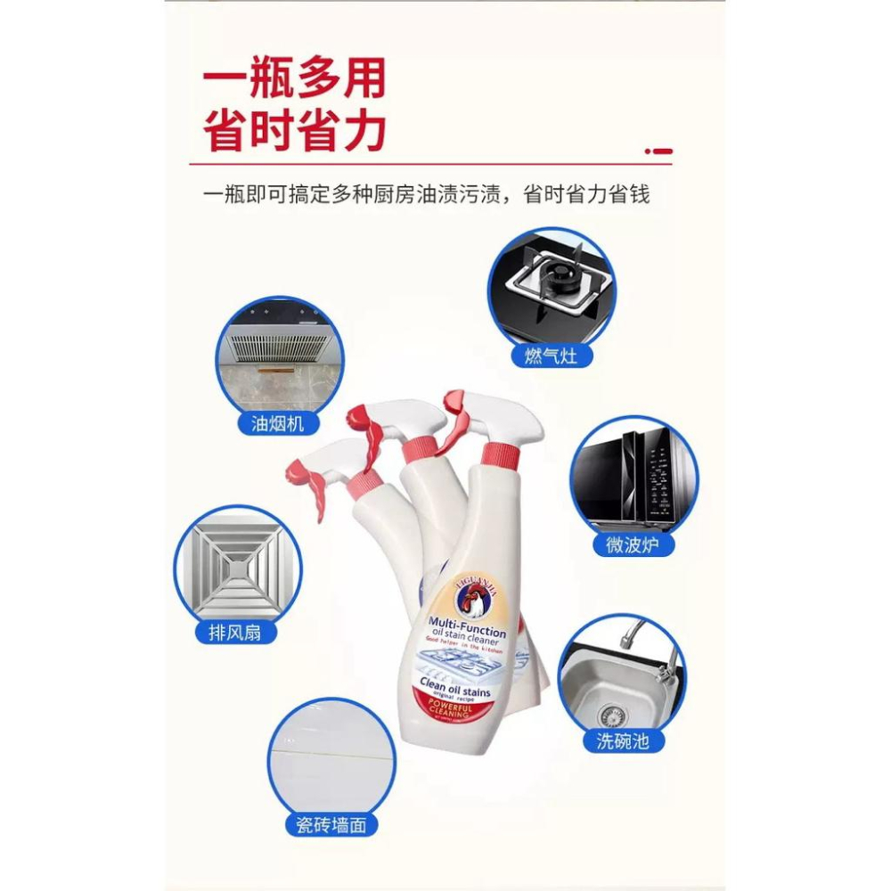 立管家大公雞頭強力去油廚房多功能清潔劑625ml*2瓶（送一噴頭）-細節圖4