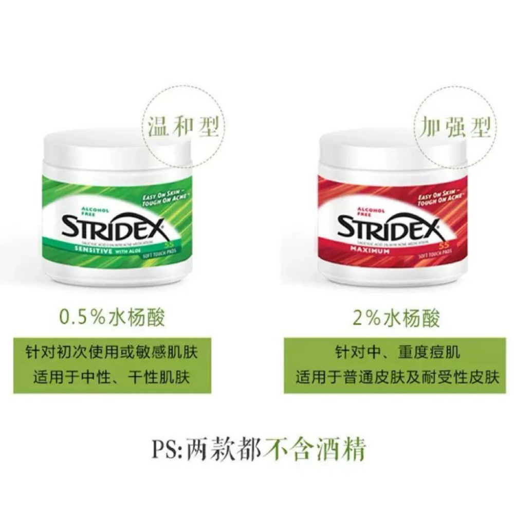 美國進口Stridex 粉刺黑頭/水楊酸棉片（55片/盒）各一盒-細節圖6