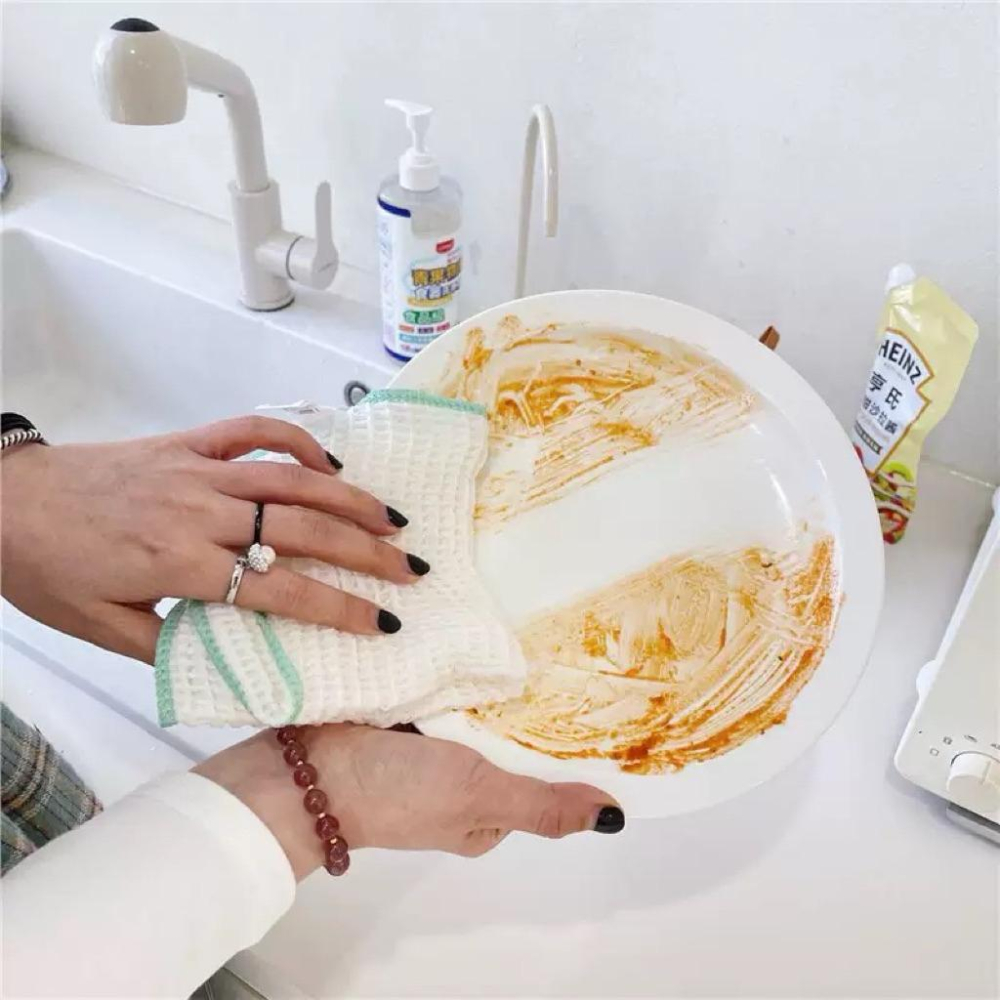 UYIKU華夫格木纖維清潔不沾油抹布（3條/包）*3包-細節圖3