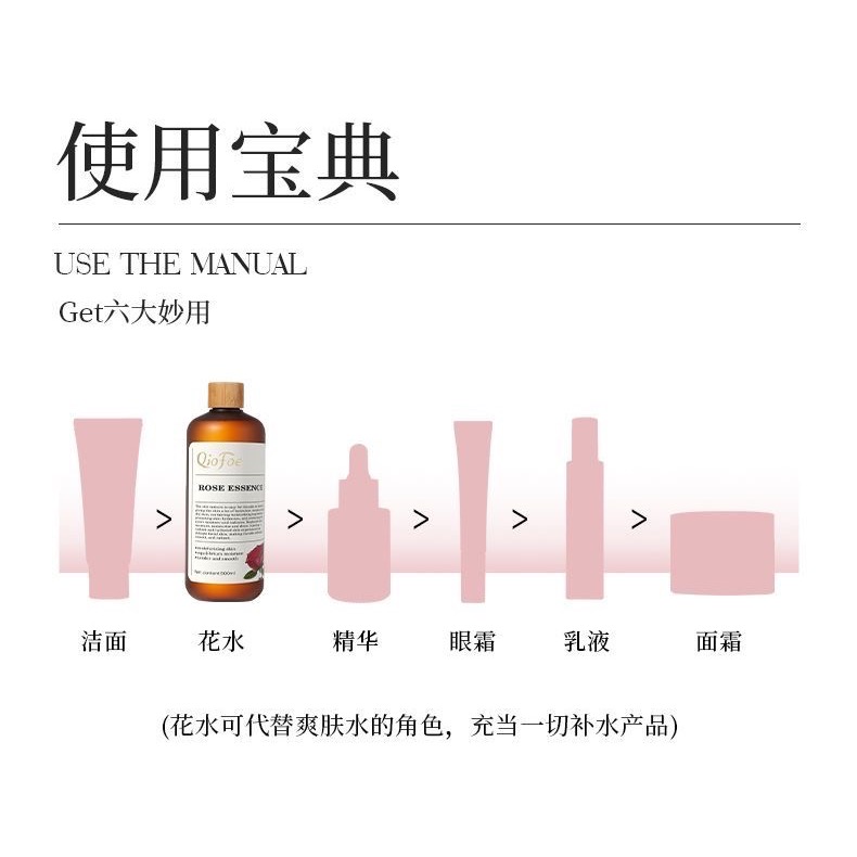 QioFoe進口大馬士革玫瑰精華水美白抗氧化控油保濕精華液500ml-細節圖8