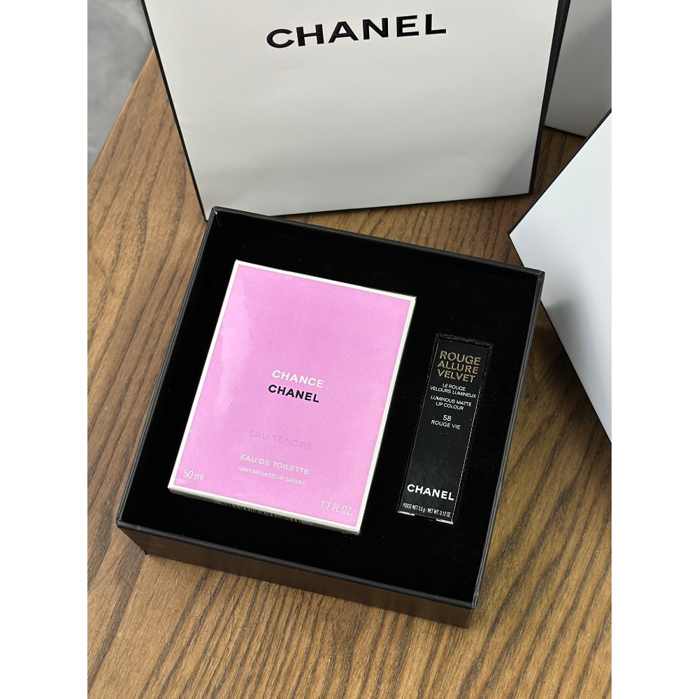 香奈兒香水口紅正裝禮盒2件套，配禮袋-細節圖2