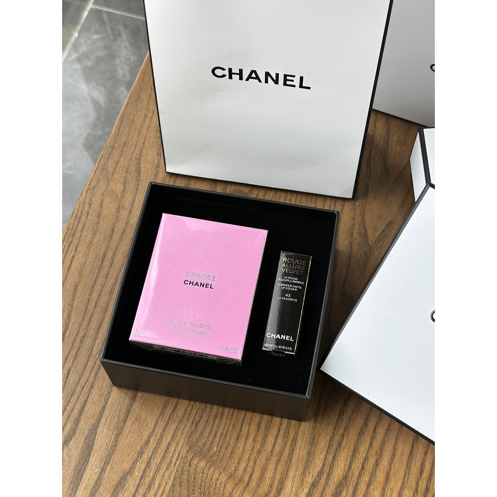香奈兒香水口紅正裝禮盒2件套，配禮袋-細節圖3